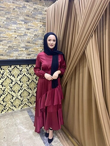 Saten bordo abiye