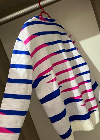 Renkli Çizgili Kadın Triko Kazak - Görsel 2