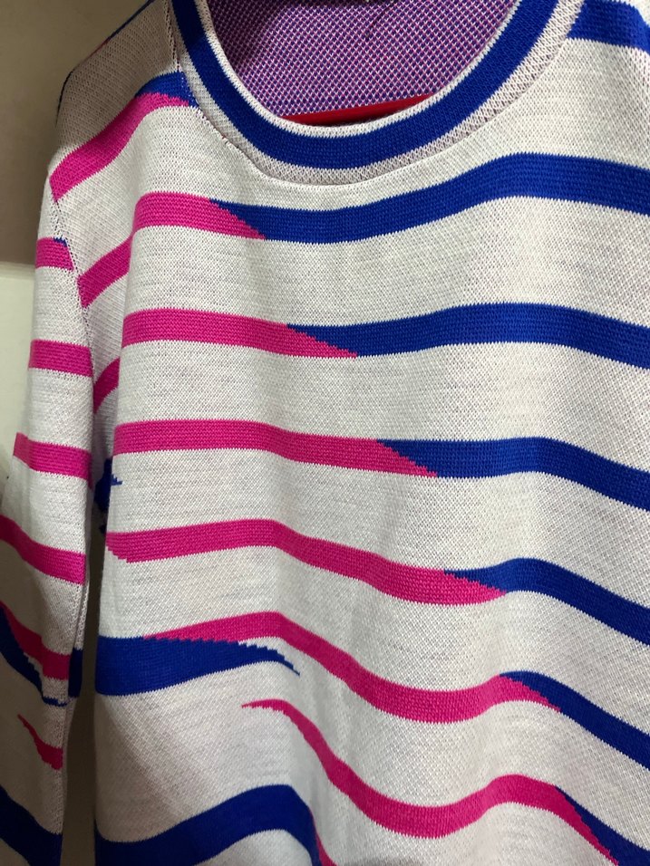 Renkli Çizgili Kadın Triko Kazak - Görsel 3