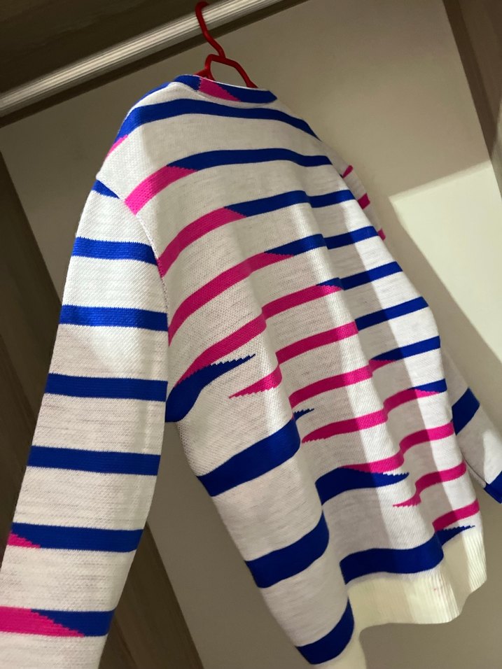 Renkli Çizgili Kadın Triko Kazak - Görsel 2