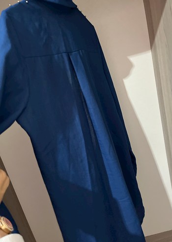 Düğmeli Lacivert Denim Tunik - Görsel 3