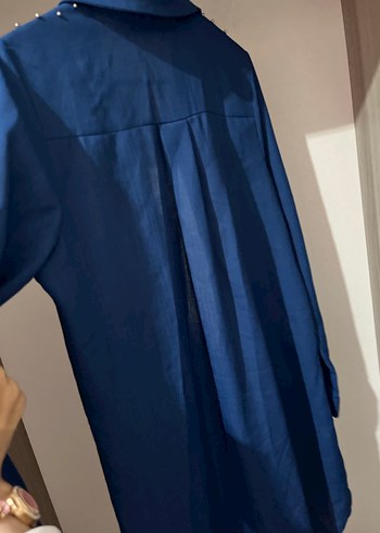 Düğmeli Lacivert Denim Tunik - Görsel 4