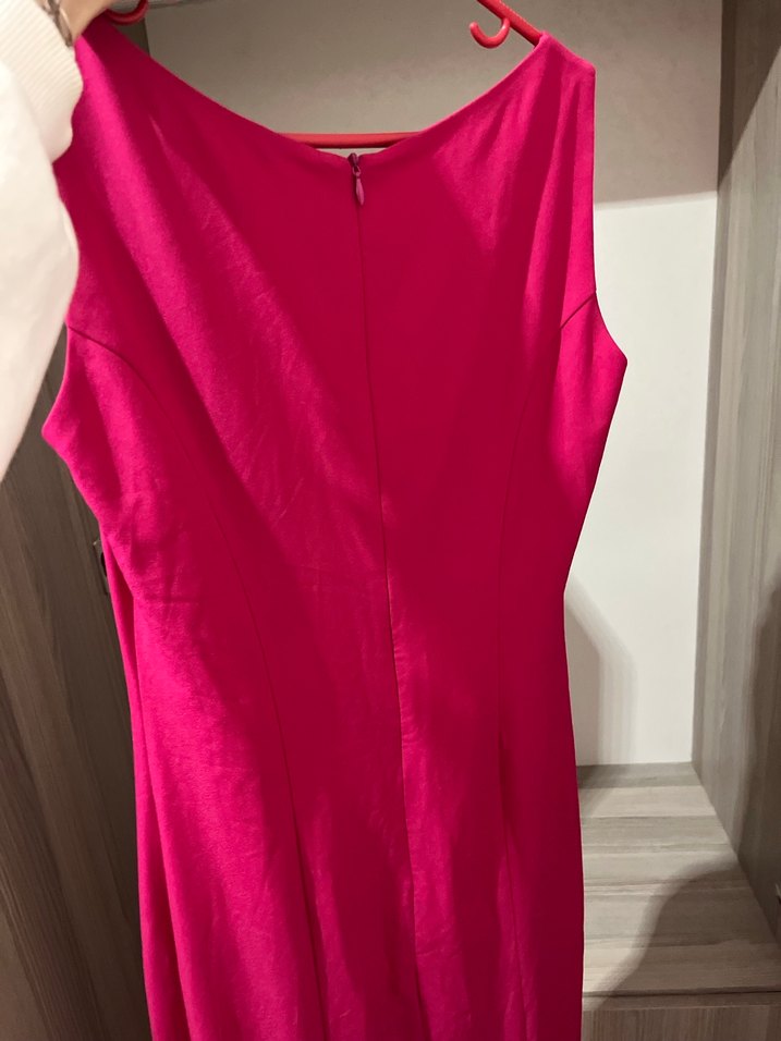 Pembe Uzun Drapeli V Yaka Abiye Elbise - Görsel 3