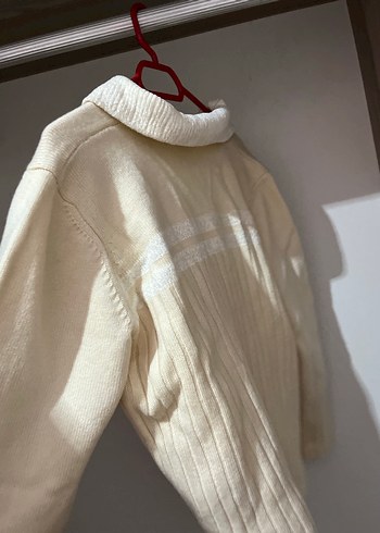 Pamuk Örgü Beyaz Kadın Polo Yaka Kazak - Görsel 2