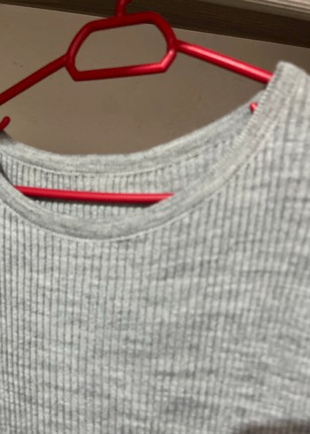 Gri Çizgili Uzun Triko Elbise - Görsel 2