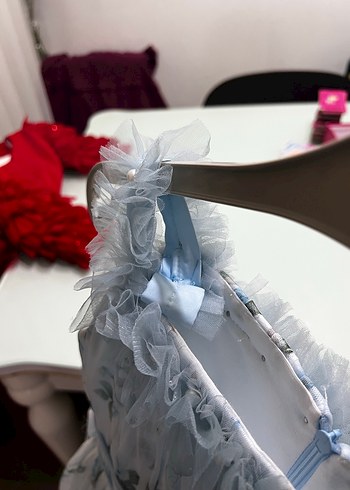 Mavi Fırfırlı Kız Çocuk Bohem Elbise - Görsel 4