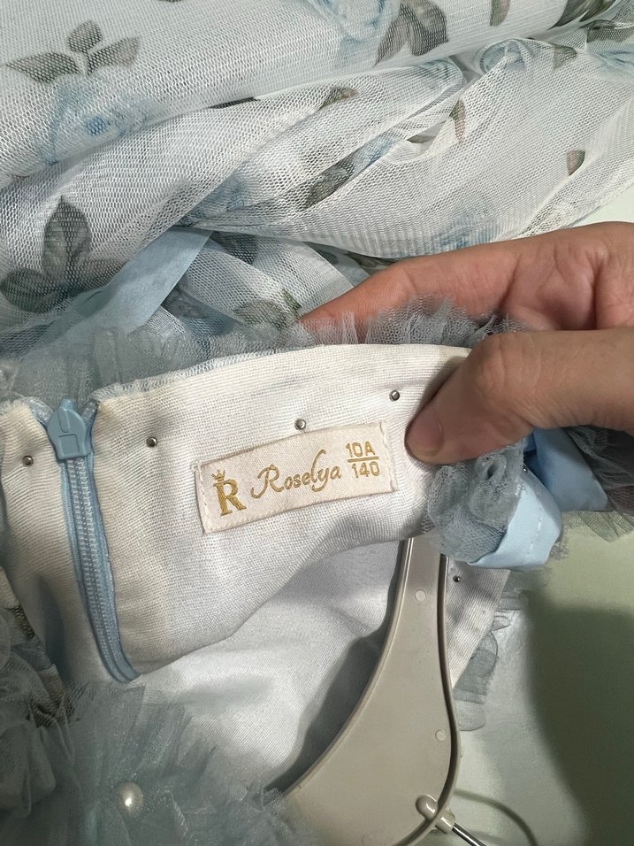 Mavi Fırfırlı Kız Çocuk Bohem Elbise - Görsel 5