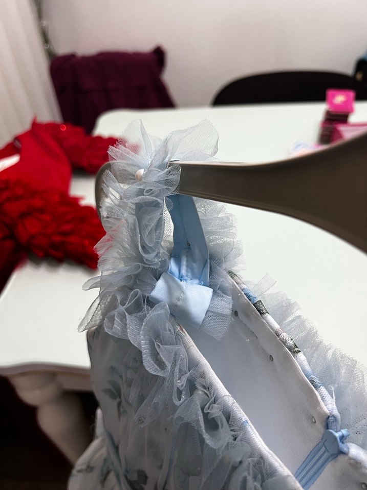 Mavi Fırfırlı Kız Çocuk Bohem Elbise - Görsel 4