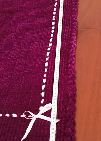 Mor Nakışlı Örgü Çocuk Battaniyesi - Görsel 5