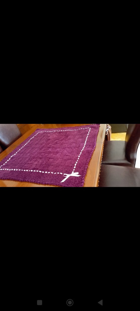 Mor Nakışlı Örgü Çocuk Battaniyesi - Görsel 4