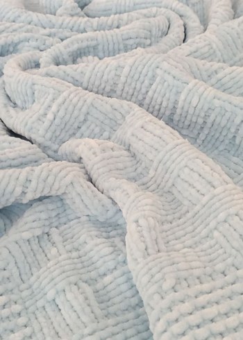 kadife ipten örgü bebek battaniyesi - Görsel 3