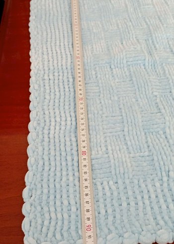 kadife ipten örgü bebek battaniyesi - Görsel 2