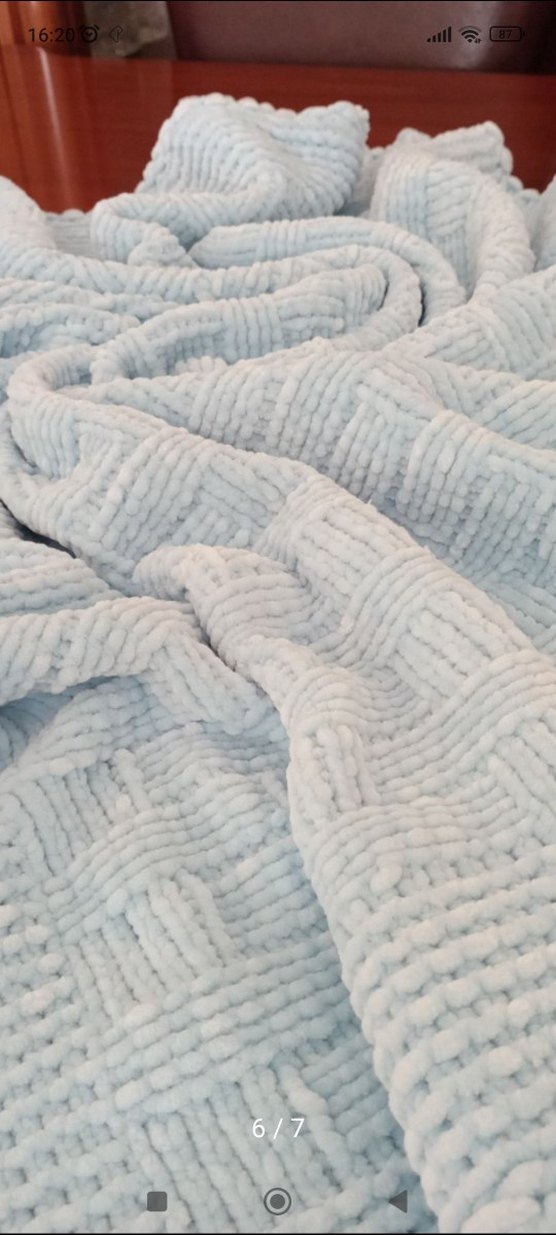 kadife ipten örgü bebek battaniyesi - Görsel 3