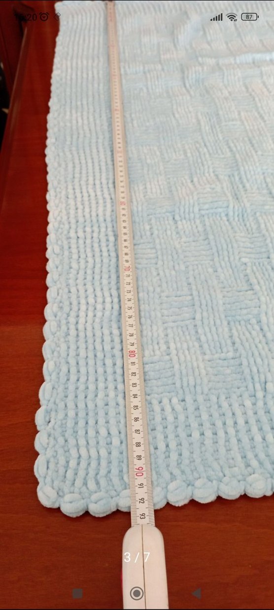 kadife ipten örgü bebek battaniyesi - Görsel 2