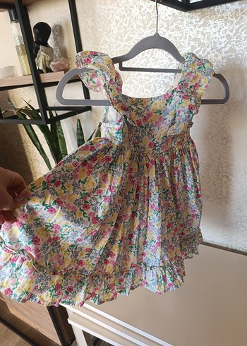 F&F Çiçek Desenli Fırfırlı Kız Elbisesi