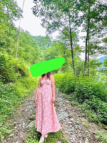 40 Beden Çiçekli Uzun Elbise 40 beden