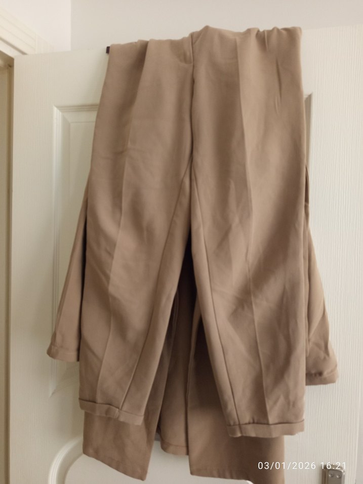 Kadın Bej Keten Midi Blazer - Görsel 2