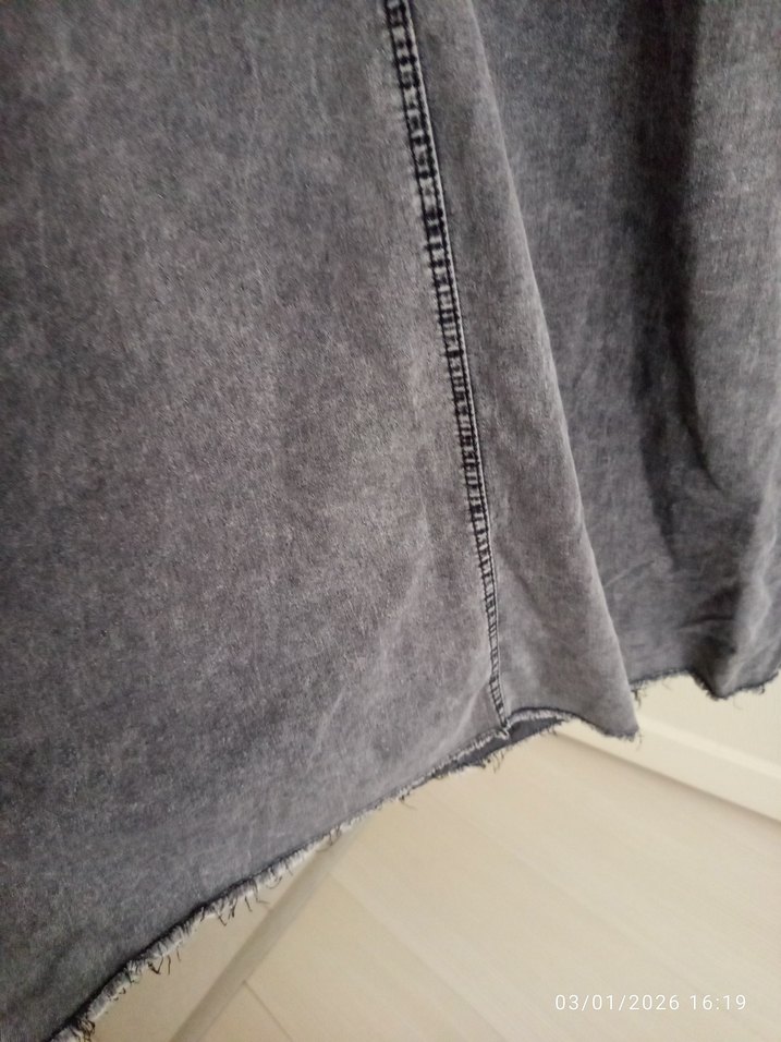 Gri Kot Kemerli Uzun Elbise - Görsel 4