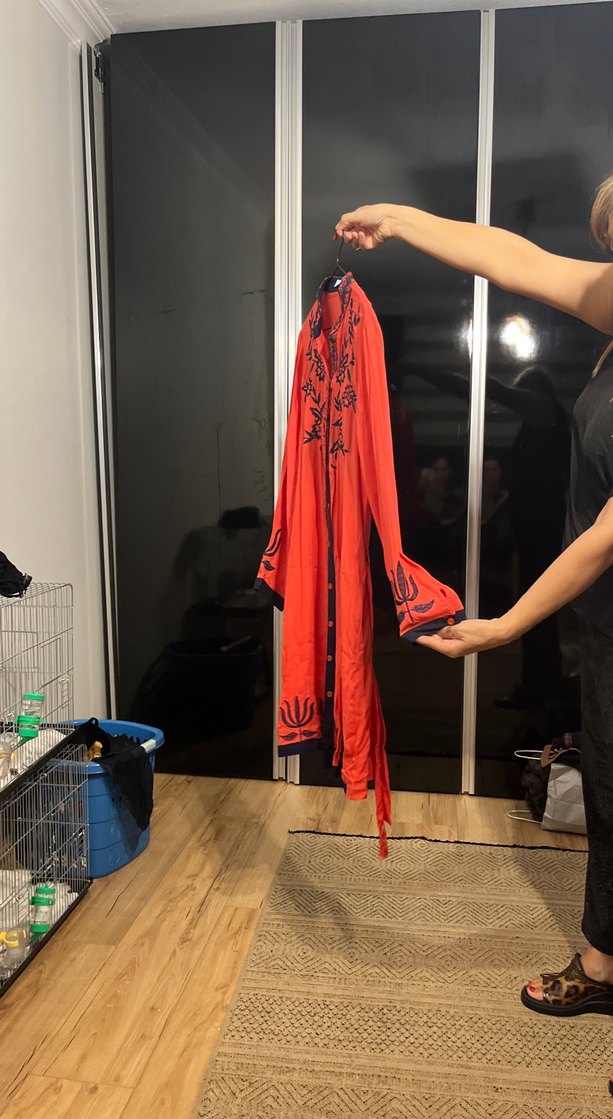 Nakışlı Kırmızı Uzun Kadın Tunik - Görsel 2