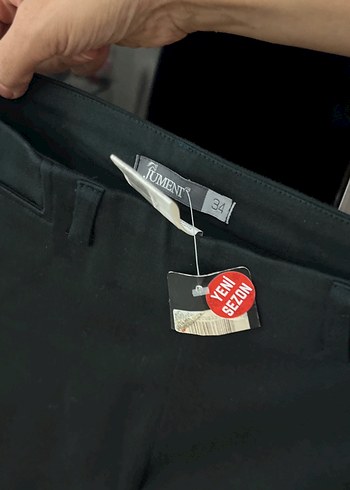 Düğmeli Yeşil Kadın Kumaş Pantolon - Görsel 2