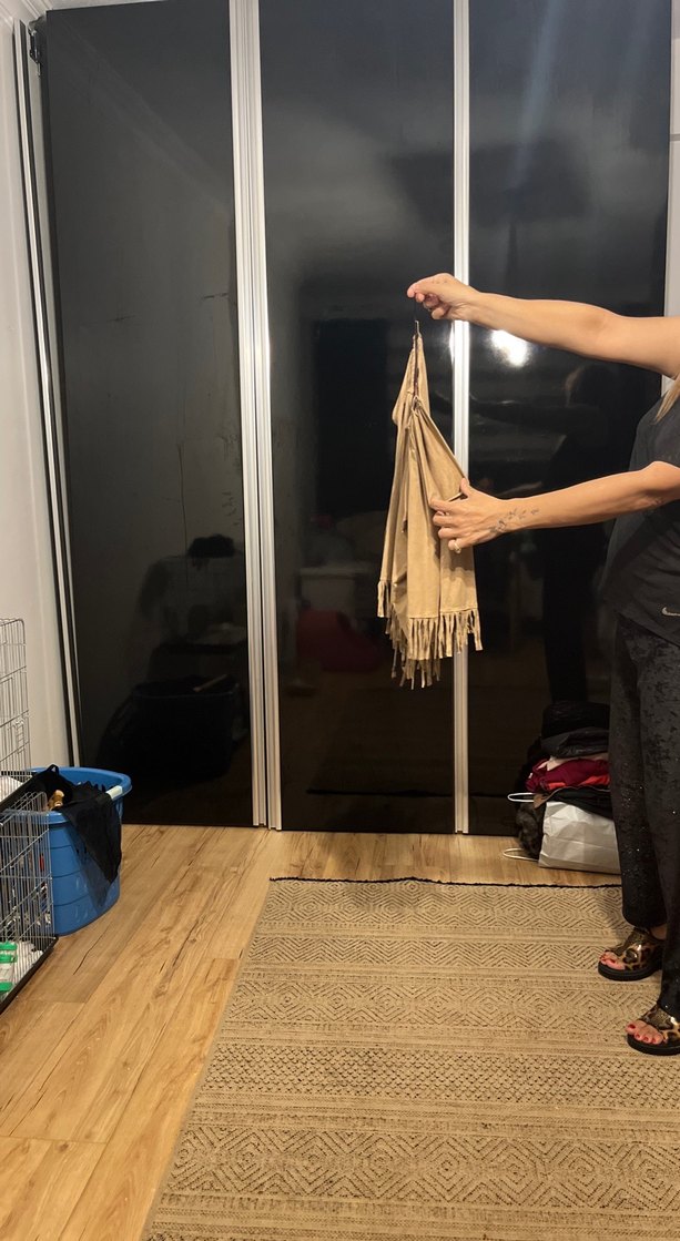 Püsküllü Bej Süet Bluz - Görsel 2