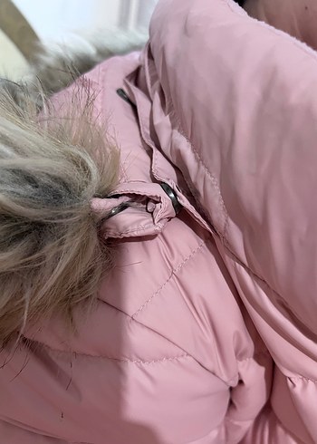 Pembe Kadın Kürklü Midi Mont - Görsel 10