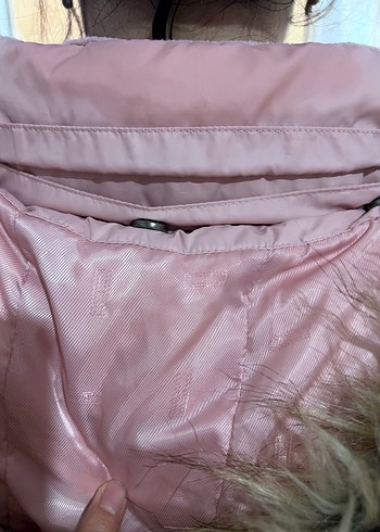 Pembe Kadın Kürklü Midi Mont - Görsel 7