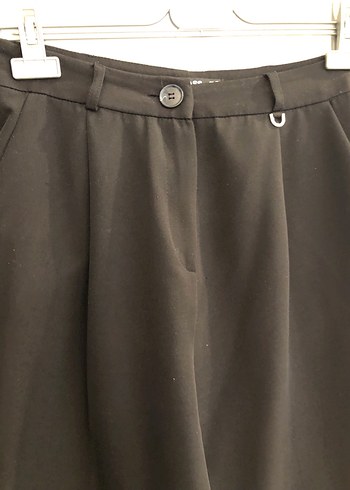 Kadın Siyah Kemerli Kumaş Pantolon - Görsel 6