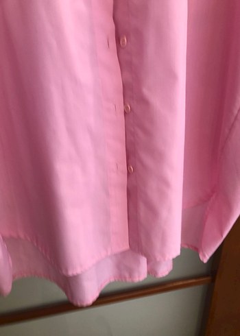 Düğmeli Pembe Kadın Gömlek - Görsel 4