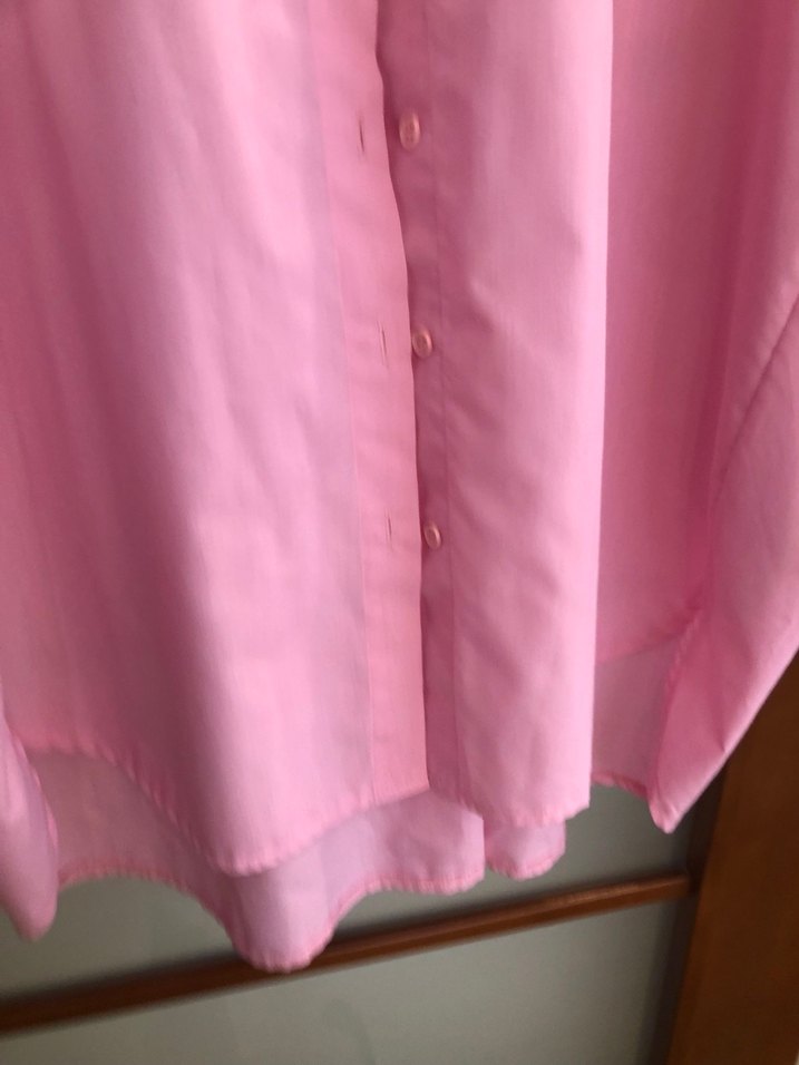 Düğmeli Pembe Kadın Gömlek - Görsel 4