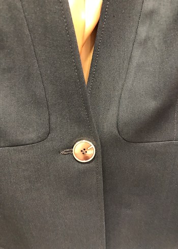 Düğmeli acı kahve Kadın Blazer ceket ve etek ikili takım - Görsel 3