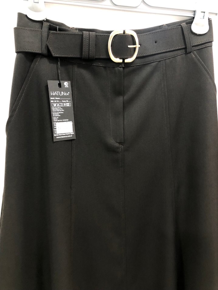 Düğmeli acı kahve Kadın Blazer ceket ve etek ikili takım - Görsel 5