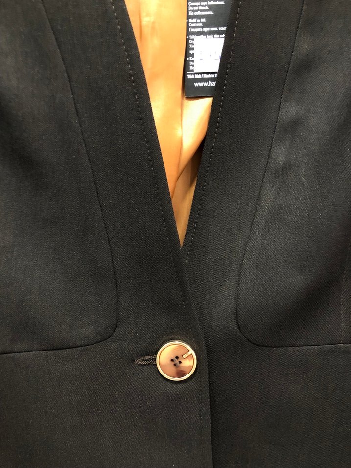 Düğmeli acı kahve Kadın Blazer ceket ve etek ikili takım - Görsel 2