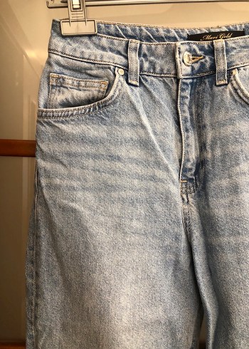 Gri Mavi Kadın Midi Denim Bol Kesim Jean - Görsel 2