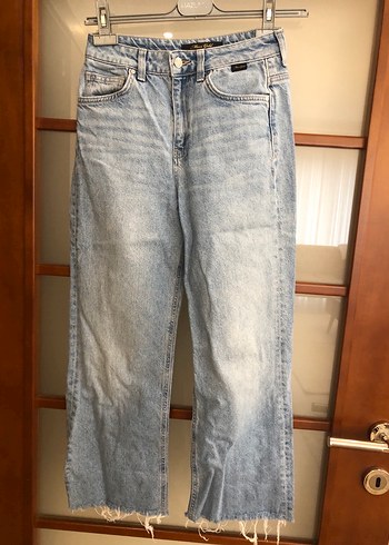 Gri Mavi Kadın Midi Denim Bol Kesim Jean - Görsel 4