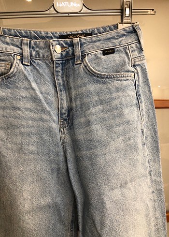 Gri Mavi Kadın Midi Denim Bol Kesim Jean - Görsel 3