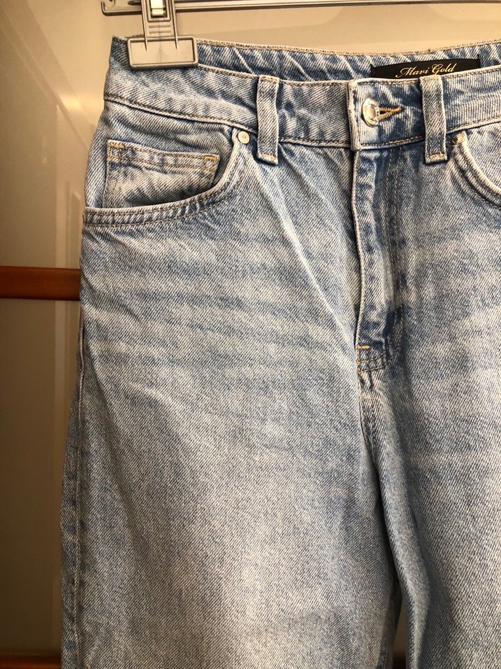 Gri Mavi Kadın Midi Denim Bol Kesim Jean - Görsel 2