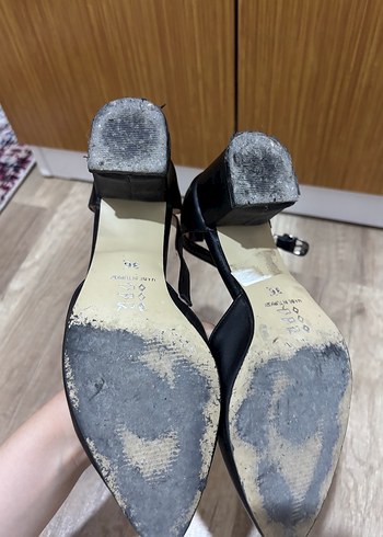 Siyah Deri Stiletto Topuklu Kadın Ayakkabı - Görsel 4