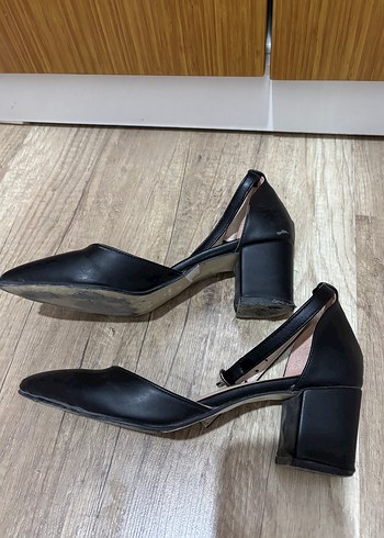 Siyah Deri Stiletto Topuklu Kadın Ayakkabı - Görsel 3