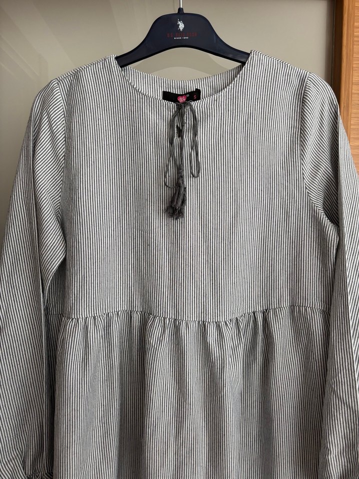 Gri Uzun tesettür elbise - Görsel 2