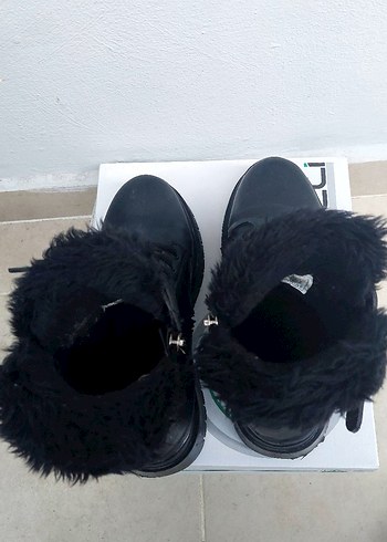 Siyah Deri Kürklü Yüksek Topuklu Punk Bot - Görsel 6