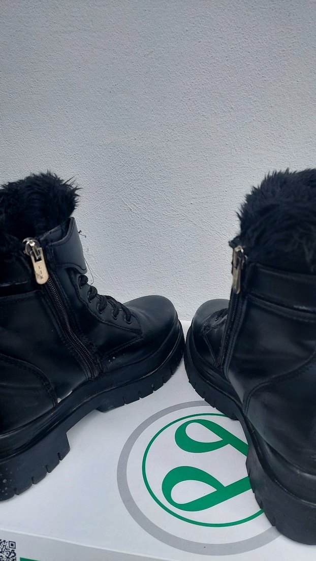 Siyah Deri Kürklü Yüksek Topuklu Punk Bot - Görsel 5