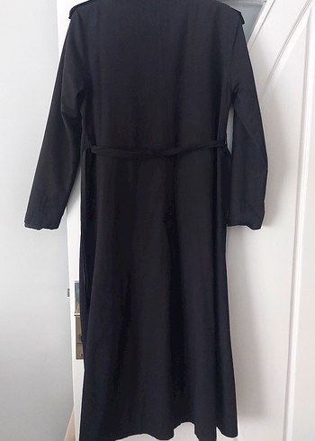 Siyah Uzun Kadın Trençkot - Görsel 6