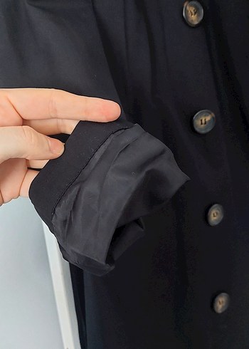 38 Beden siyah Renk Siyah Uzun Kadın Trençkot