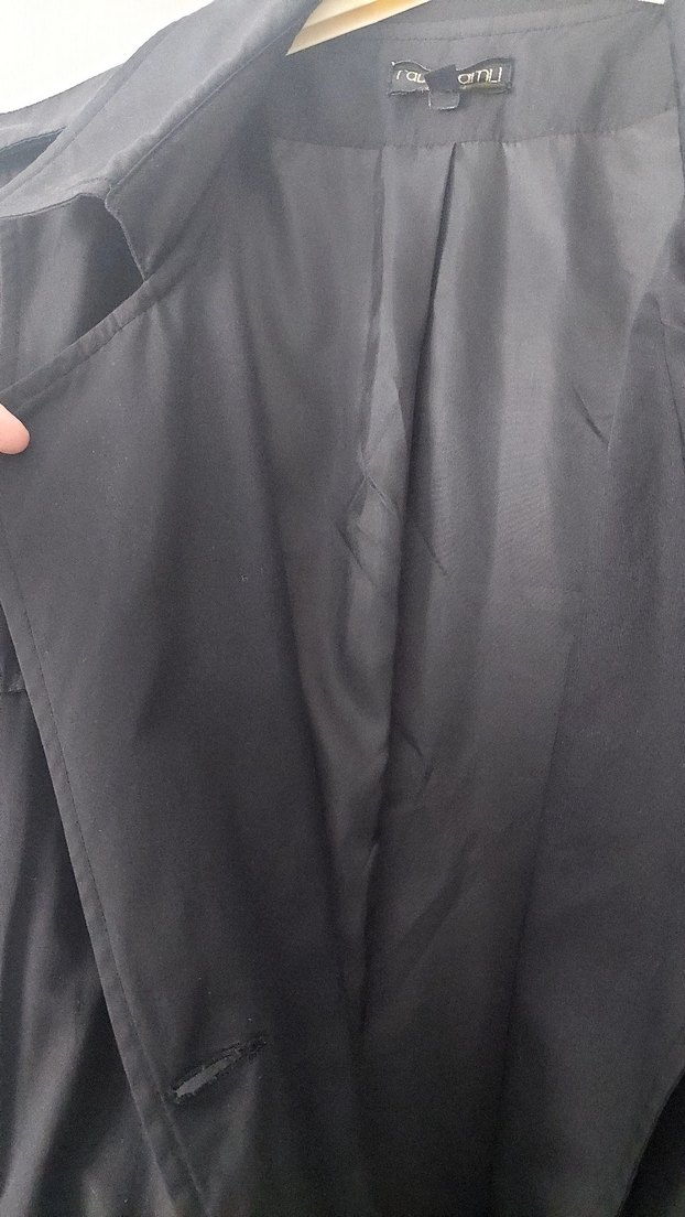 Siyah Uzun Kadın Trençkot - Görsel 3