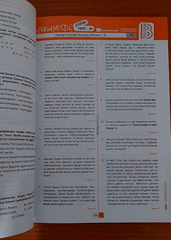 Ramazan Yetkin Benim Hocam 
Tarih Soru Bankası - Görsel 2