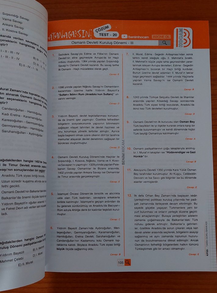 Ramazan Yetkin Benim Hocam 
Tarih Soru Bankası - Görsel 2