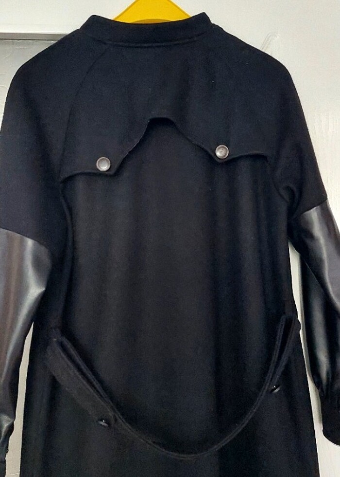 Deri Detaylı Kaşe Kaban - Görsel 4