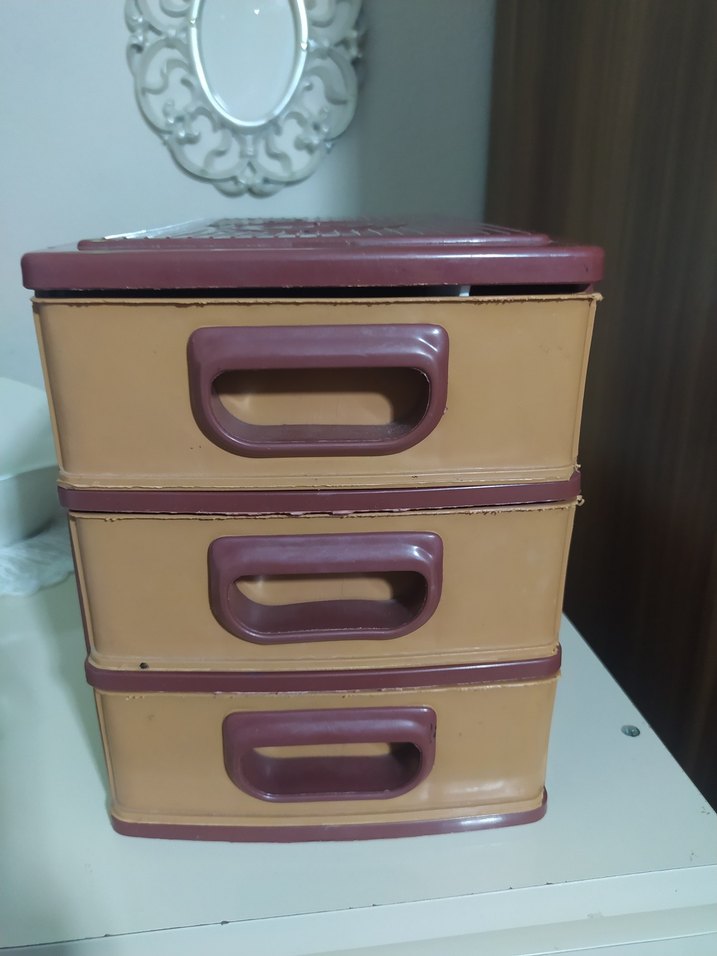 Kahverengi Plastik 3 Çekmeceli Düzenleyici - Görsel 3