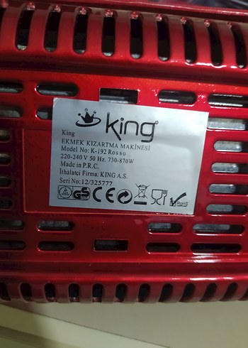 King K-192 Rosso Ekmek Kızartma Makinesi - Görsel 4